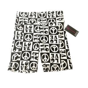 Peace Sign Patterned Biker Shorts